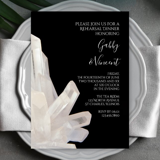 Invitation Cristaux blancs sur le dîner de répétition Mariage (Créateur téléchargé)