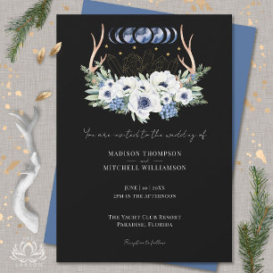 Invitation Cristaux de lune Fleurs Boho Mariage métaphysique