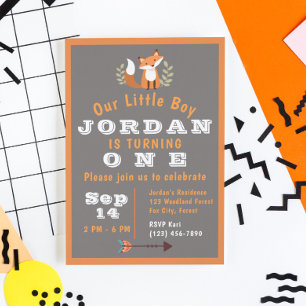 Invitation Critère forestier de Fox Woodland Boho Anniversair