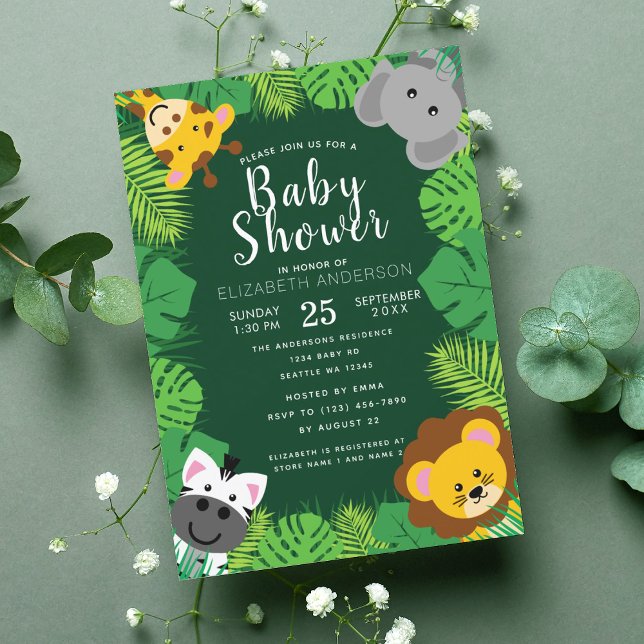 Invitation Critiques de la jungle mignonne Baby shower Invita (Créateur téléchargé)