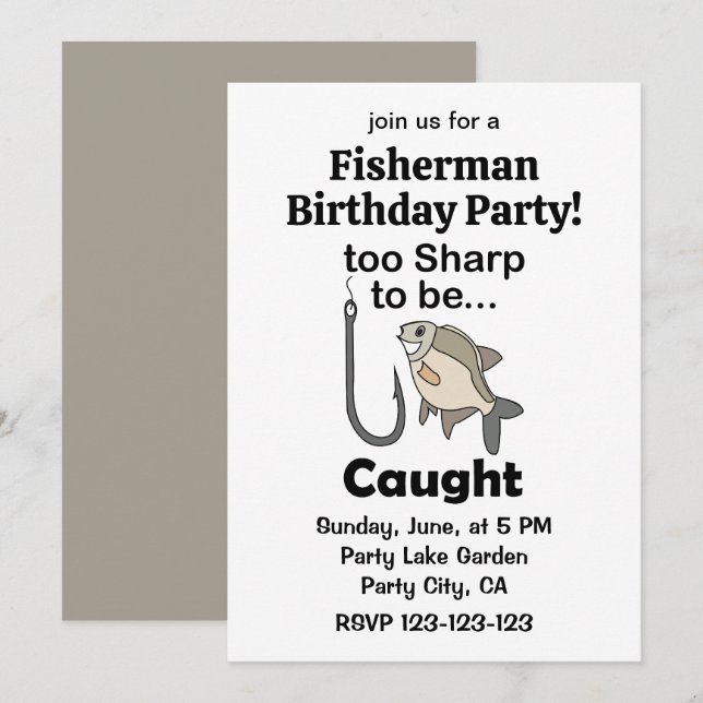 Invitation Crochet de pêche aiguisé pour être attrapé Anniver (Devant / Derrière)