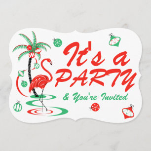 Invitation Crochet du Flamant rose de Noël rouge