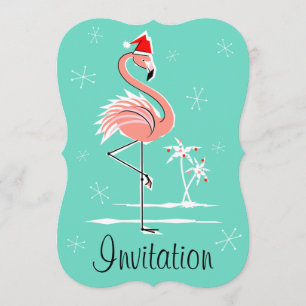 Invitation Crochet "invitation" du Flamant rose de Noël verti