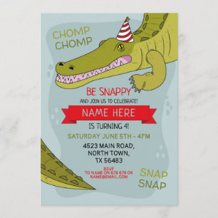 Invitation Crocodile Anniversaire de la fête Croc Alligator M