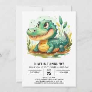 Invitation Crocodile de dessin personnalisé Anniversaire