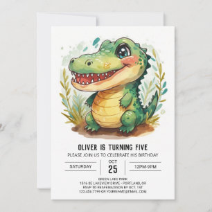 Invitation Crocodile du marais lunaire Anniversaire