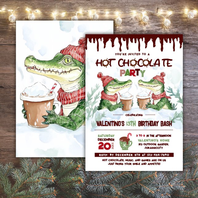 Invitation Crocodile Hot Chocolate Party Anniversaire Invitat (Créateur téléchargé)