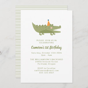 Invitation Crocodile vert joyeux 1er anniversaire
