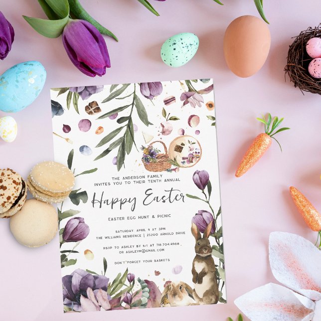 Invitation Crocus printanier | Pique-nique de Pâques et chass (Créateur téléchargé)
