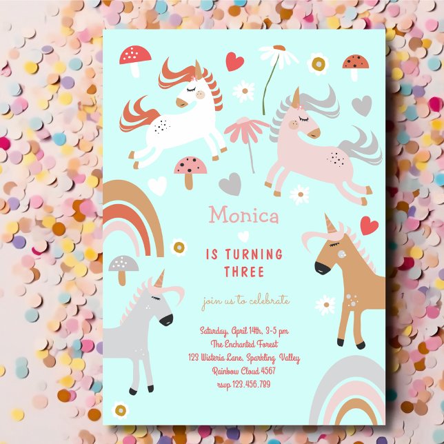 Invitation Croire en anniversaire de enfant de licorne magiqu (Créateur téléchargé)