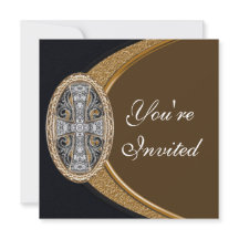 Invitation croisée chrétienne élégante de partie