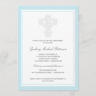 Invitation croisée élégante de baptême de bébé