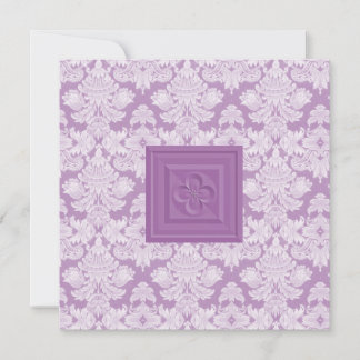 Invitation croisée et violette de mariage damassé