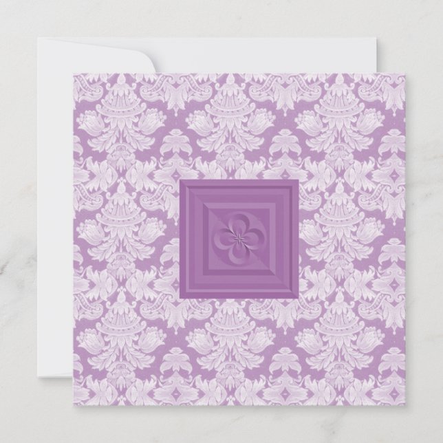 Invitation croisée et violette de mariage damassé (Devant)