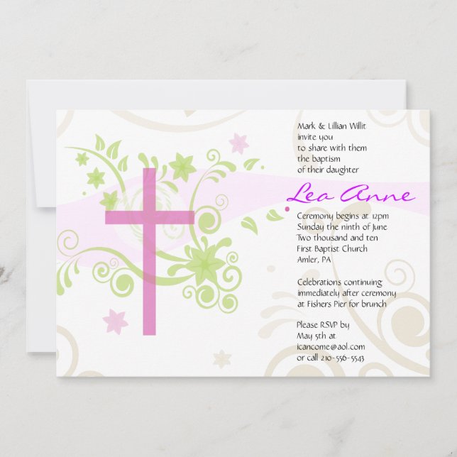 Invitation croisée sainte de coutume de baptême de (Devant)