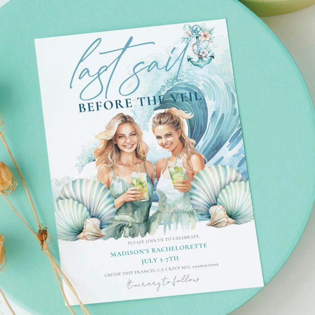 Invitation Croisière Bachelorette Dernière Voile avant le Voi (Créateur téléchargé)