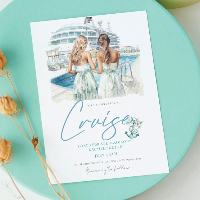 Invitation Croisière Bachelorette Party Aquarelle Mariée (Créateur téléchargé)