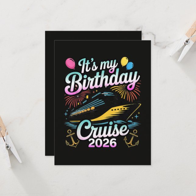 Invitation Croisière d'anniversaire 2026 Croisière d'annivers (Devant/Arrière en situation)