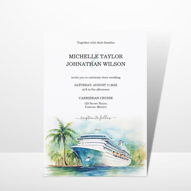 Invitation Croisière Destination Mariage Palm Trees Beach (Créateur téléchargé)