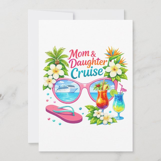 Invitation Croisière mère fille vacances tropicales (Devant)