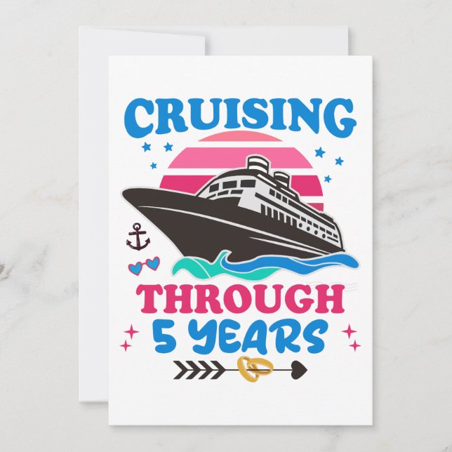 Invitation Croisière Sur 5 Ans Mariage (Devant)