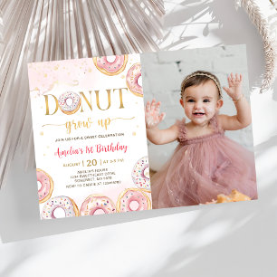 Invitation Croissance du beigne rose en or Anniversaire Photo