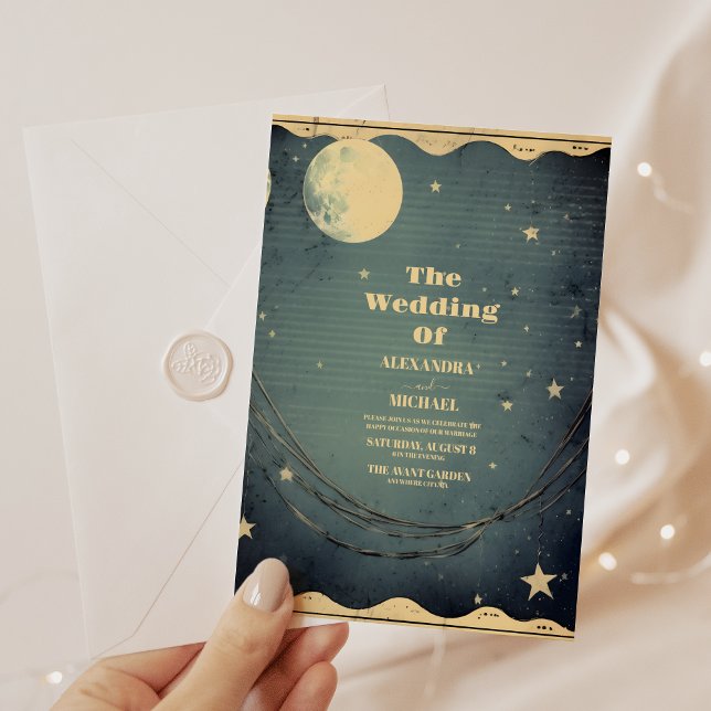 Invitation Croissant de lune céleste (Créateur téléchargé)