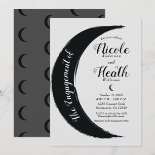 Invitation Croissant Noir Lune Sombre Gris Engagement Douche
