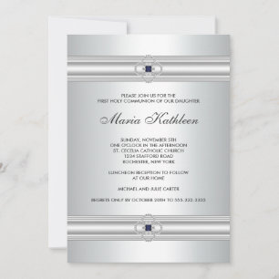 Invitation Croix Blanche-Diamond-Girls White First Communion