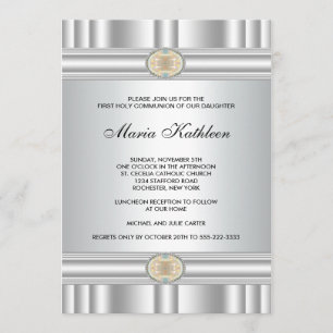 Invitation Croix-Blanche : une première communion d'or