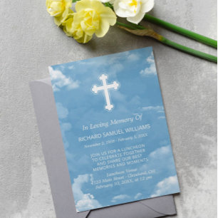 Invitation Croix Bleue Ciel Blanc En Mémoire Amoureuse