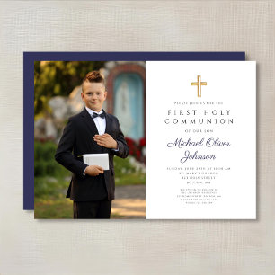Invitation Croix Bleue de la Marine Photo Boy First Communion