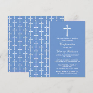 Invitation Croix Bleue Et Blanche Sainte Communion Ou Confirm