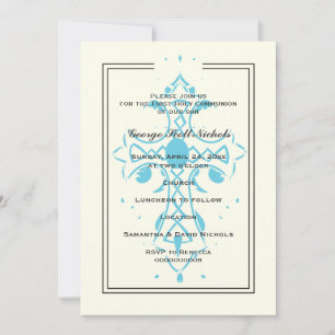 Invitation Croix Bleue Première Communion Baptême Confirmatio