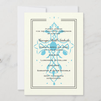 Invitation Croix Bleue Première Communion Baptême Confirmatio