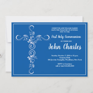 Invitation Croix Bleue Première communion sainte