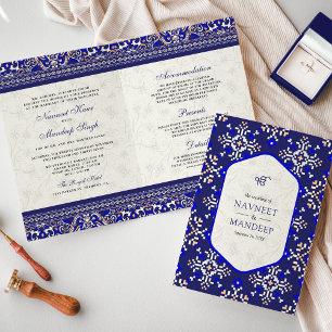 Invitation Croix Bleue Royale Tout en un Mariage Sikh