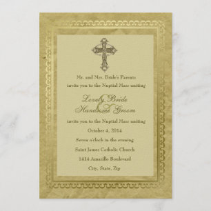 Invitation Croix catholique Vintage verte