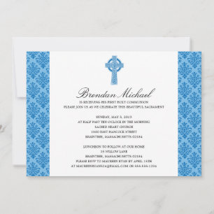 Invitation Croix celtique Damask Première communion