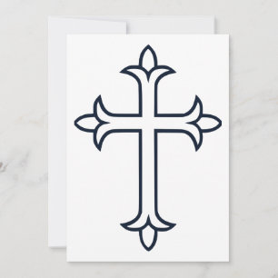Invitation Croix Chrétienne Classique Art Minimaliste Fin