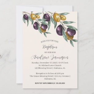 Invitation Croix Chrétienne Florale Moderne Baptême