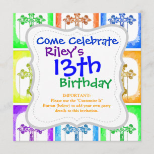 Invitation Croix colorée Christian Pop Art