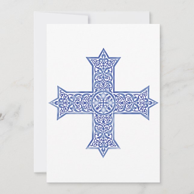 Invitation Croix copte d'art en Lapis Bleu Premium (Devant)