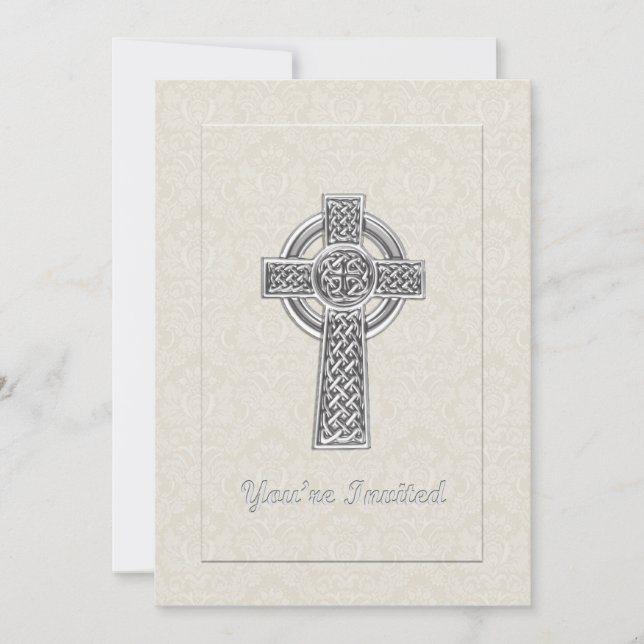 Invitation Croix d'argent sur les Damas d'ivoire Vous êtes in (Devant)