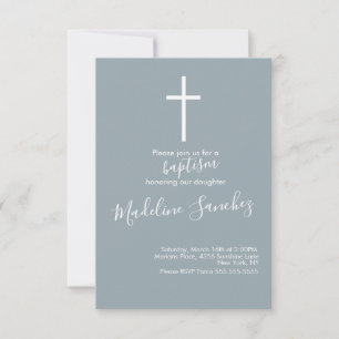 Invitation Croix de baptême simple Dédicace de bébé