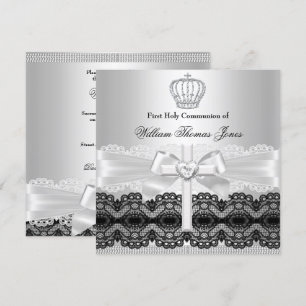 Invitation Croix de bijou d'argent pour garçon Première Saint