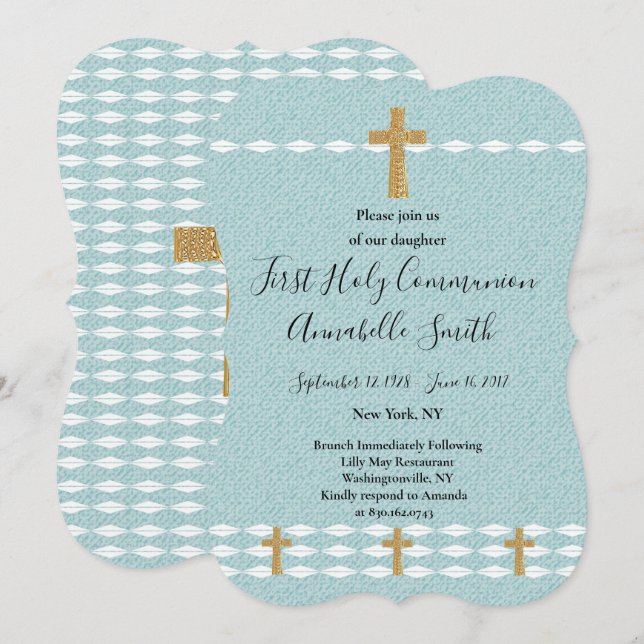 Invitation Croix de la Lumière Jésus-Christ Premier Saint-Com (Devant / Derrière)