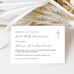 Invitation Croix de la première sainte communion classique