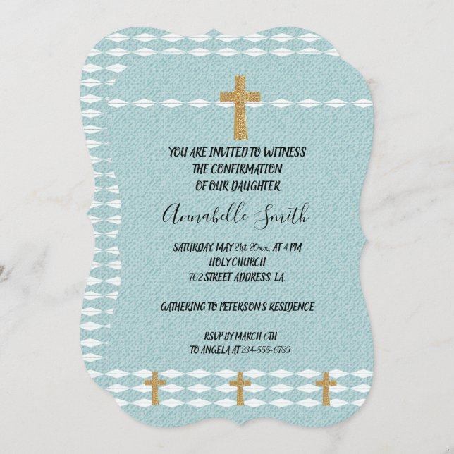 Invitation Croix de lumière Jésus Christ CONFIRMATION (Devant / Derrière)