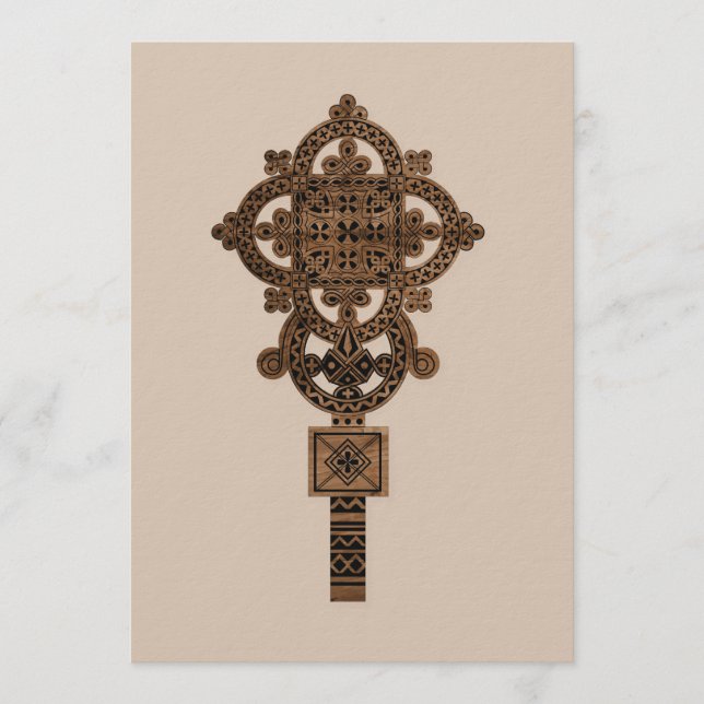 Invitation Croix de main en bois (Devant)